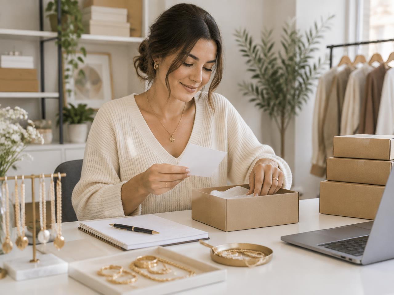 Revendedora organizando pedidos de semijoias